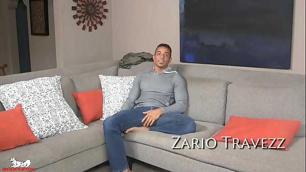 Zario kneels over the sofa & starts probing his...