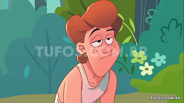 Pornographic cartoon: Peeing and fucking behind the bush!