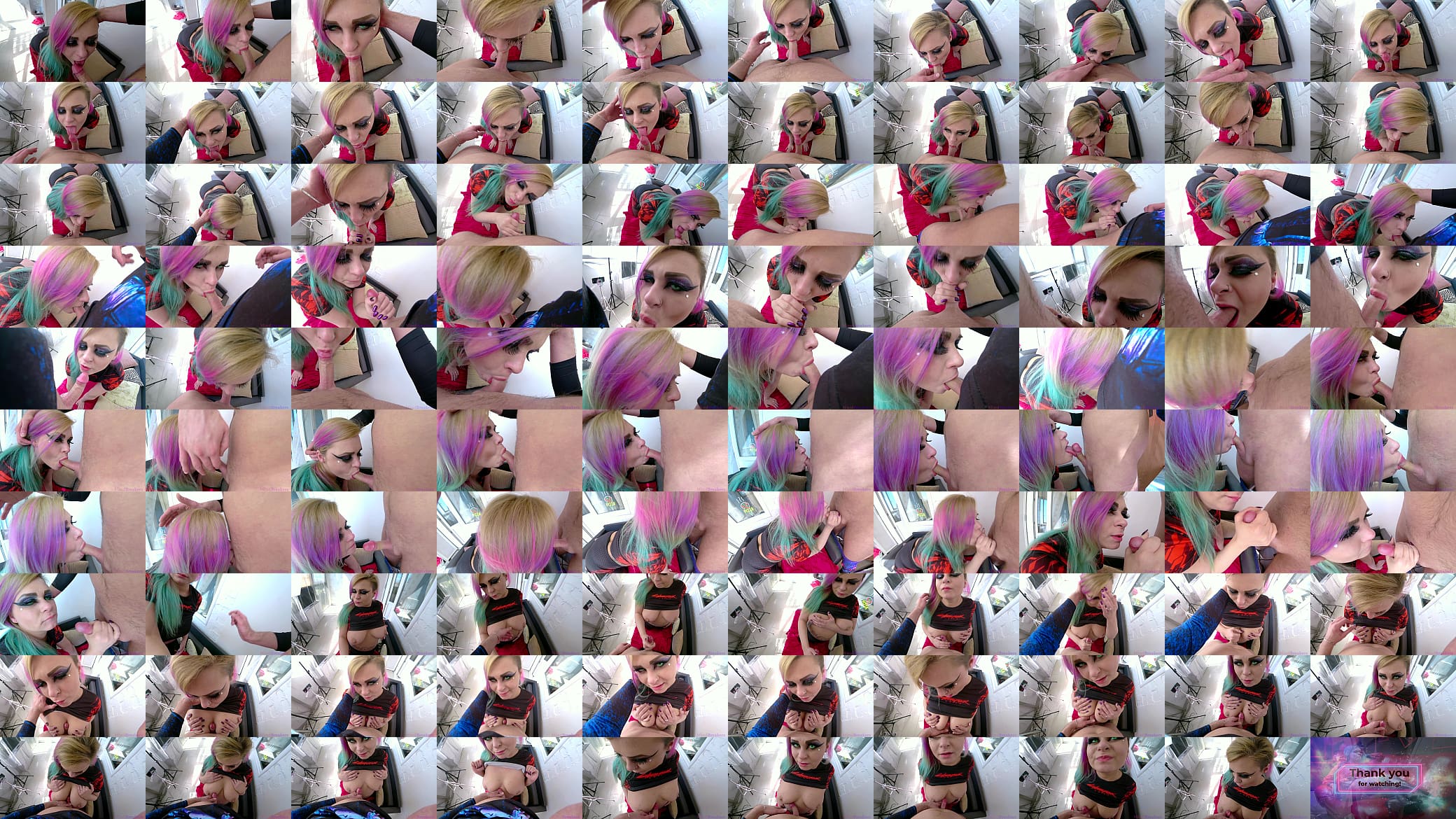 Horny Goth Stepsister with Sexy makeup made Deep throat and Titjob 预览图