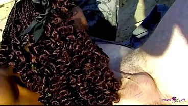 Download Video - Exotic black babe rides big cock outdoors on the beach in cowgirl position