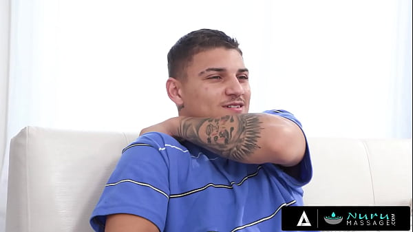 NURU MASSAGE - Foreign Student Fuck With His New Hot Canadian Roommate SPANISH SUBTITLES