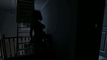 Kira made a hole in the wall with her holes. Hentai Game Animation 3D