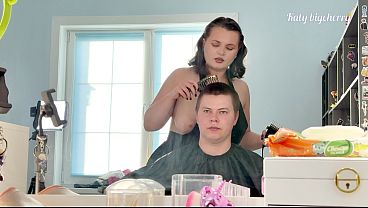 Stepmom hairdresser let me jerk off and fuck her