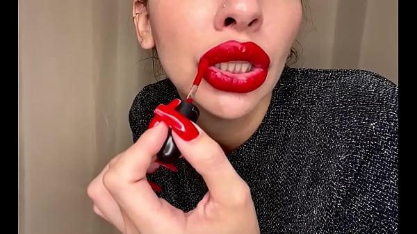 Oral with red lipstick