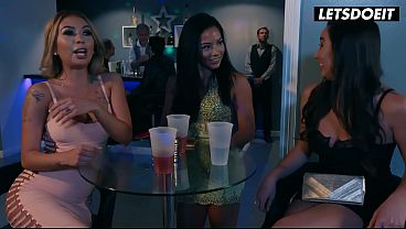 Tattooed Asian and Her Friend Fuck a Stranger at the Nightclub... He Has No Idea What's Cumming