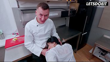 I Suck His Cock While Getting Fucked Doggy in the Kitchen