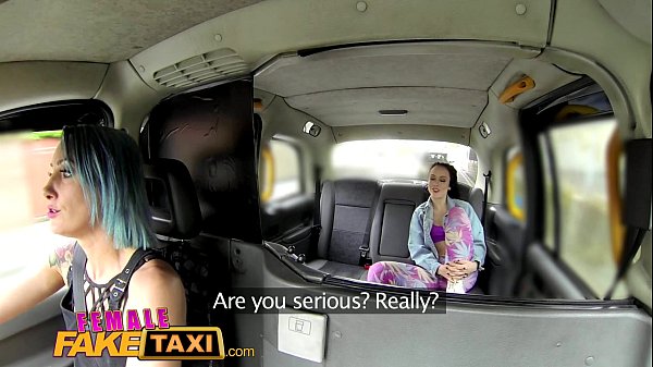 Female Fake Taxi Sexy lesbian strap on fuck in cab
