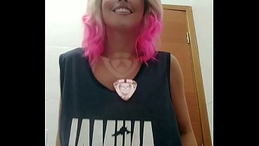 MAVY XSex Showing off the most beautiful hairy blonde in Brazil in the bathroom mirror