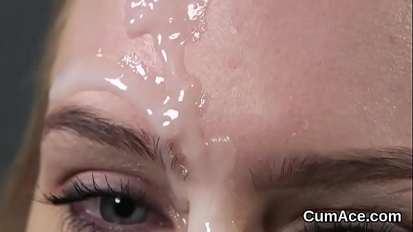 Wicked bombshell gets cum shot on her face gulping all the jism