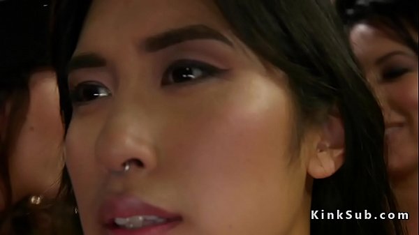 Hot ass busty Asian spanked in threesome