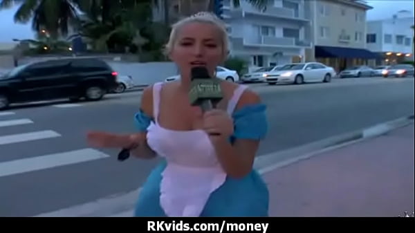 Desperate teen naked in public and fucks to pay rent