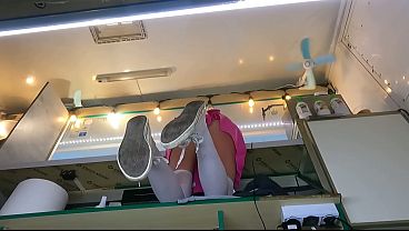 Hot 18 yo spreading her legs wide open at work for extra cash - upskirt voyeur pov.mp4
