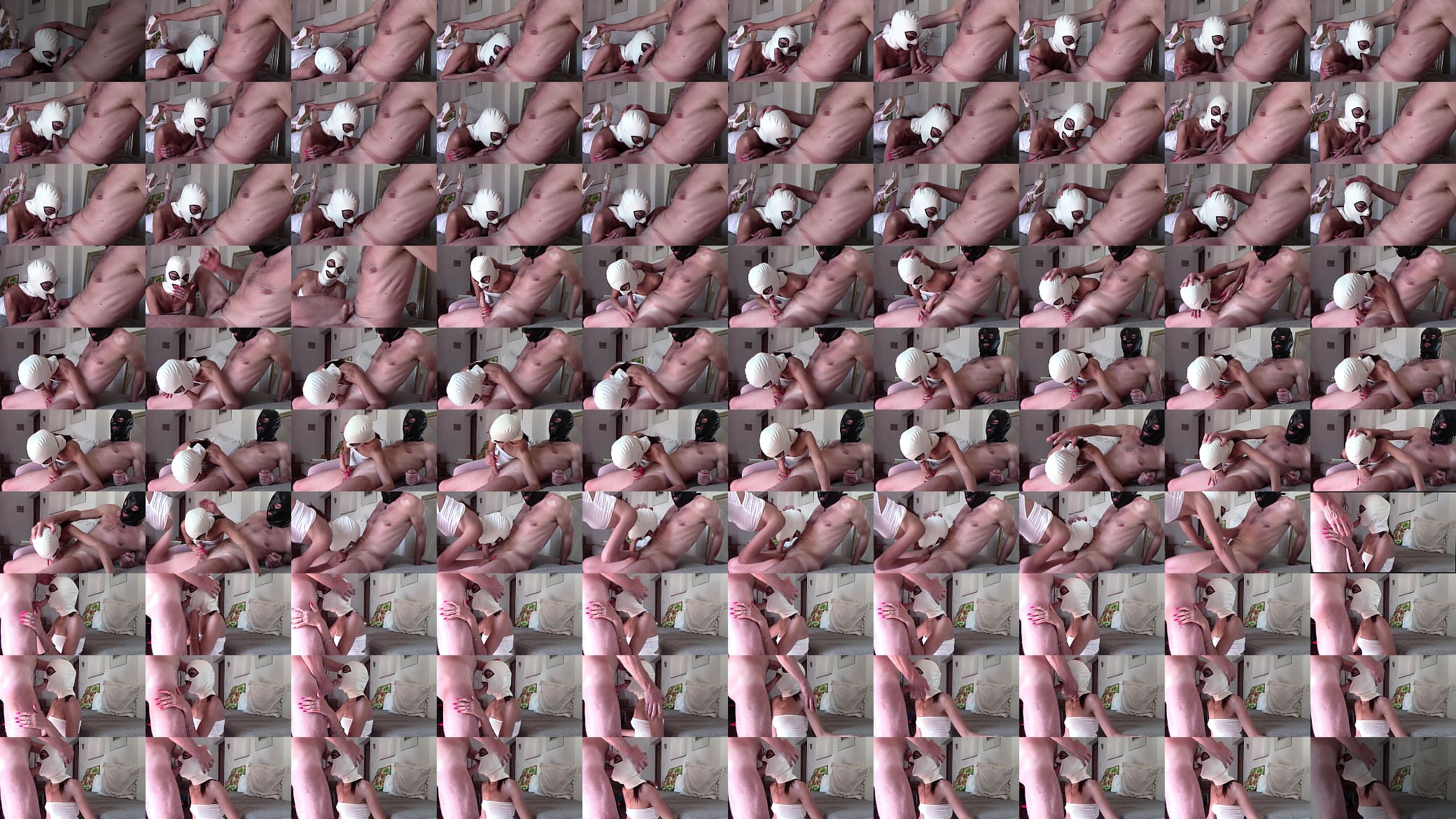 Teaser Laura in white, with pink pantyhose and high heels, taking a big cock on her mouth until he cums 预览图