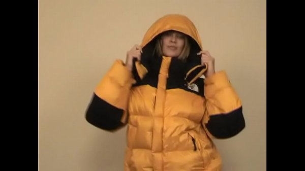 Brittany Lynn tries on puffy jackets and pants