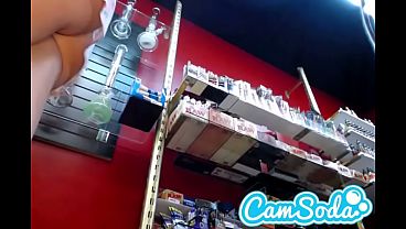 hot teen showing upskirt at work