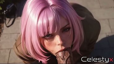 Elysia way too horny; she wanted a cock so badly that she agreed to go outside wearing nothing but a coat.[AI] 2 min