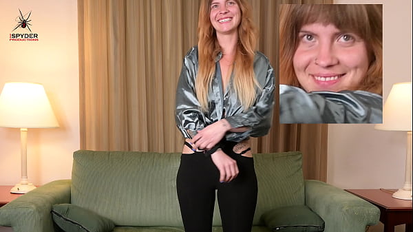 Hazel Ash modeling a shiny button-down and leggings