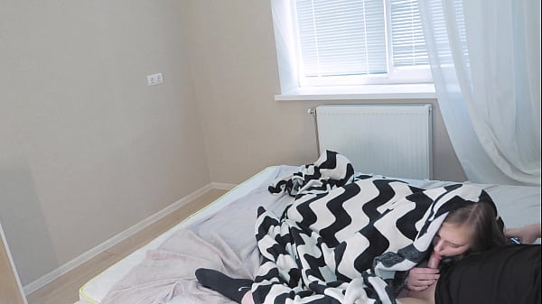 StepDaughter Secretly Sucks My Cock While Her StepMom Shows Me Her Tits