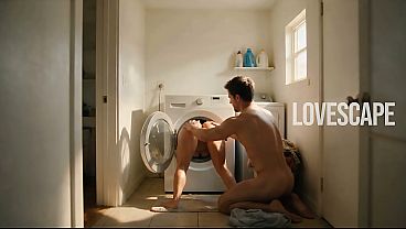 trapped in the washer rescued with a hard cock ai generated 