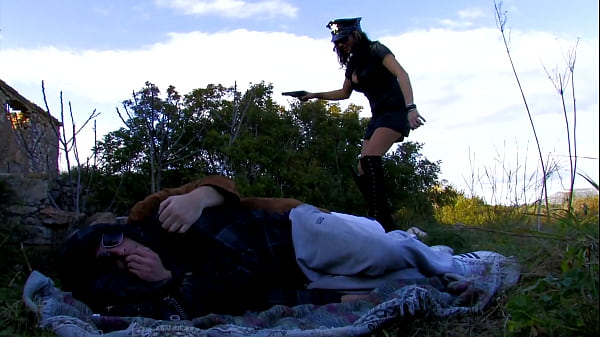 Jordan Perry lives out her cop fantasy in this deep double penetrating outdoor threesome scene