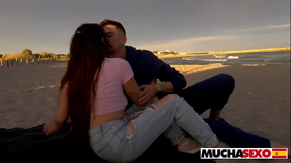 MuchaSexo - What if someone catches us? Spanish chick fucked on a Public Beach at MuchaSexo