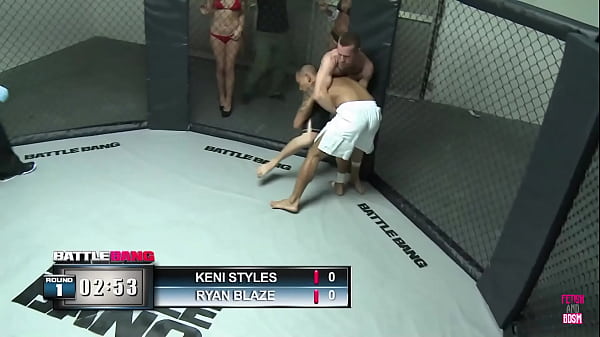 Asian guy hardcore fuck blonde Lexi Belle after winning in the cage