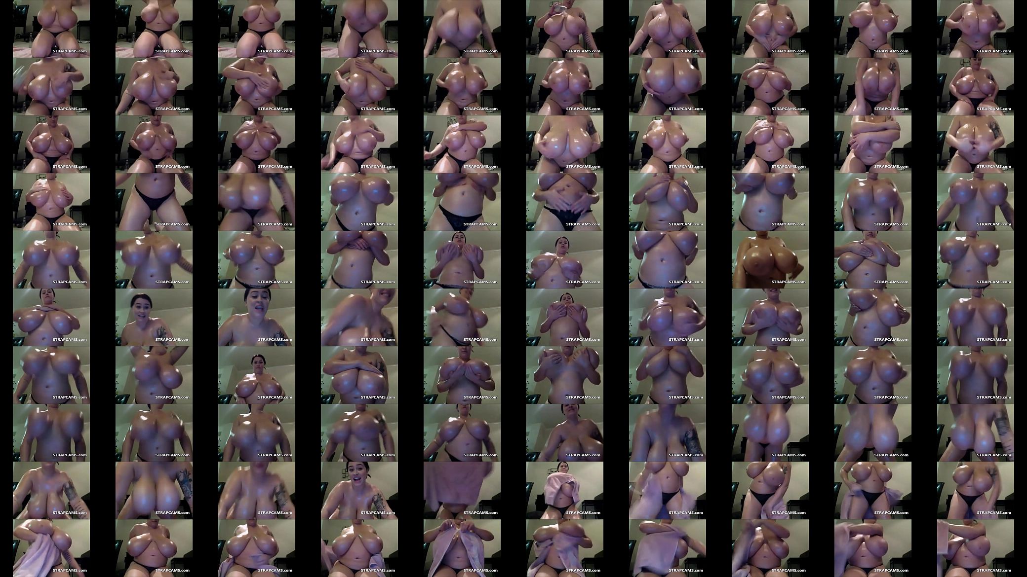 Amazing big tit milf oiling her body on webcam 预览图