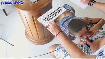 Table stories 2 in 1: suck and fuck around the table till cumshot and creampie