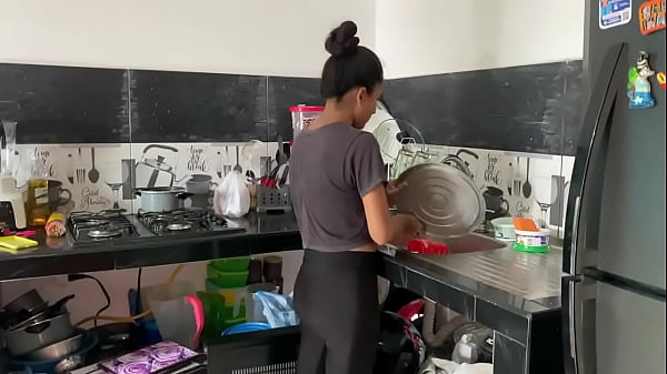 I move house and I'm in the kitchen and my stepfather breaks my pussy