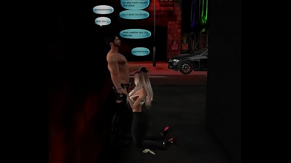 Milf whore in spandex sucking cock in an alley