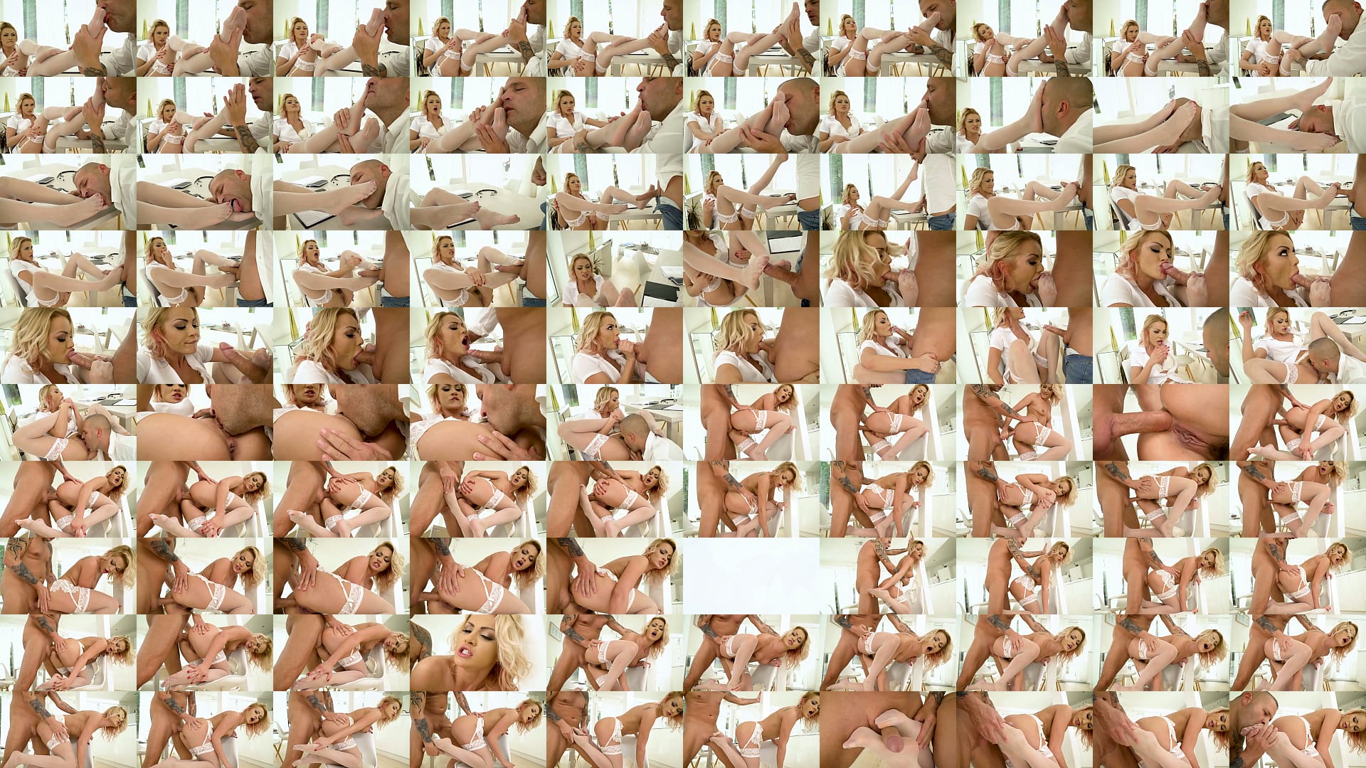 Hot blonde nurse Cherry Kiss jerks cock with her feet&#039;s before getting analed 预览图