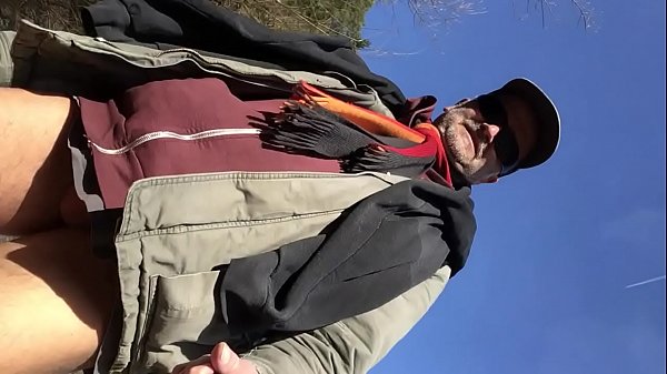 hiking in the canyon exposing soft dick