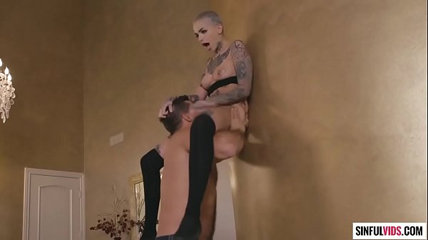 Sexual possessed on Leigh Raven's short hair, split tongue and tattoos