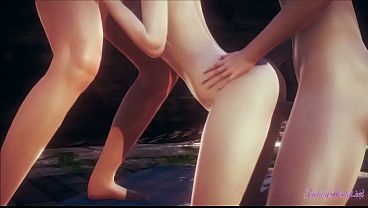 Genshin Impact Hentai 3D - Eula in a threesome fuck and blowjob with cum in her pussy and mouth - Game japanese Asian manga anime porn