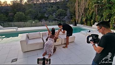 BTS - Tr&iacute;o hardcore con una buena BBC al anochecer en la piscina part 2 - JULIOROCCO