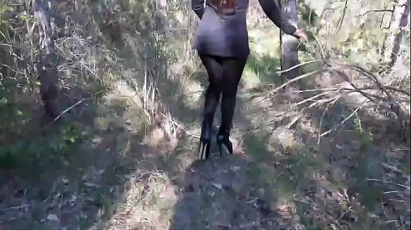 High heels and walking in the woods