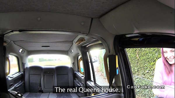 Petite redhead American babe fucks in fake cab