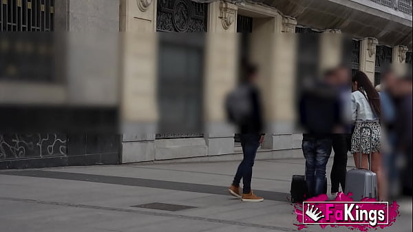 Hot Spanish tourist babe Nuria looks for random guys to pick up in the street!