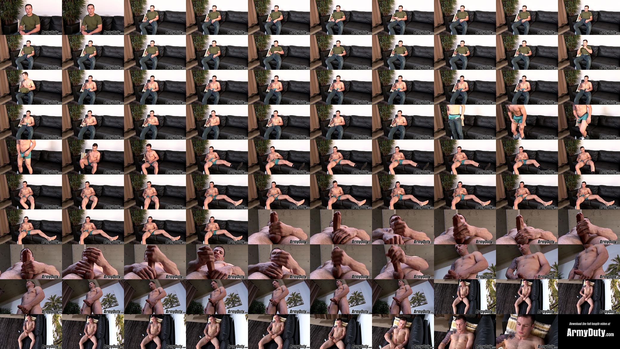 Hunky army man jerking and stroking his long fat cock 预览图