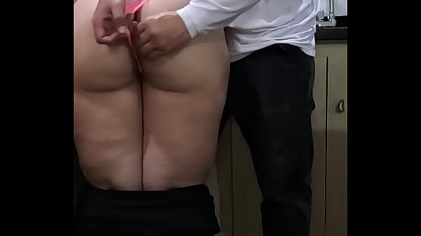 Quickie with the hot milf mother-in-law in the kitchen ends with her pussy full of cum. My wife almost saw us. Real homemade