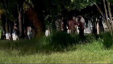 Husband fucks several men in dogging! He gave his ass in front of his wife.