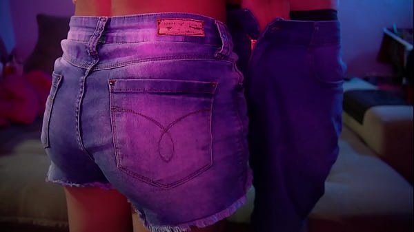 BOUNCING on his lap with jeans shorts, he came THROUGH underwear