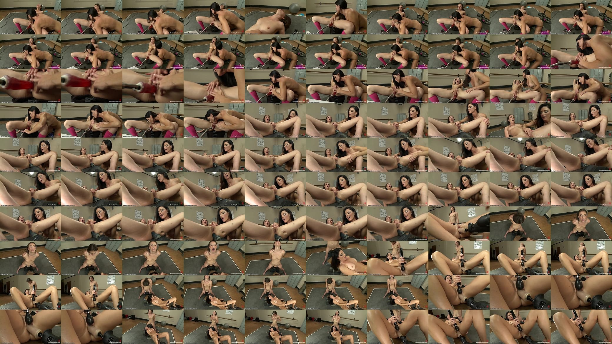 Lesbians fucking machines in the gym 预览图