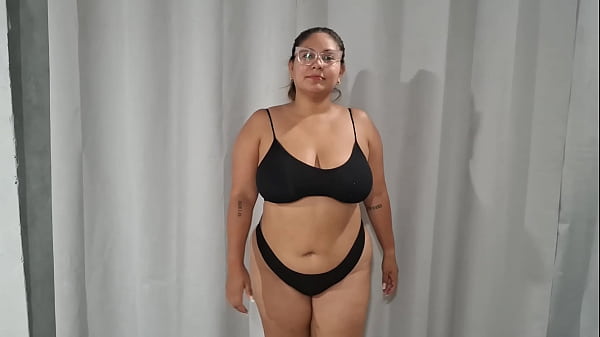 Sapphire jumps around with her tits out