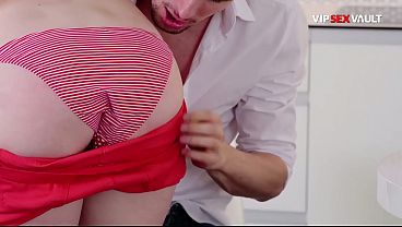 Curvy Blonde Bent Over Kitchen Table... He Grabs Hips and Fucks Her Cunt Deep