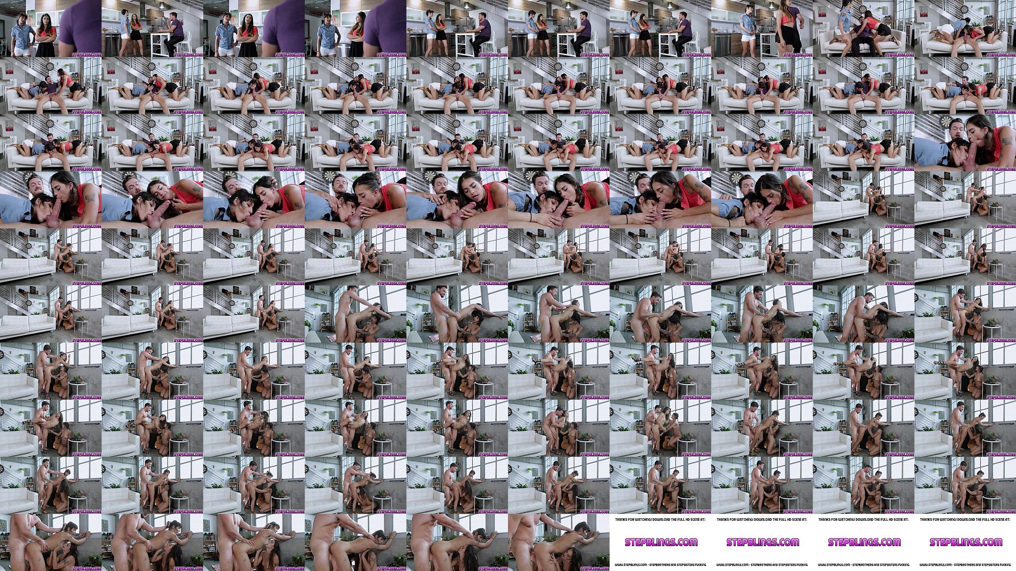 Stepsiblings gets pounded by their stepbros stiff rod while they caress each other! 预览图