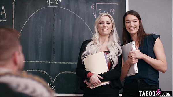 School teachers MILF babes bisexual threesome in class