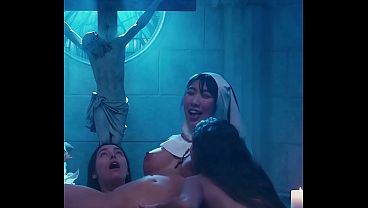 Asian Nun Subjugation - Kyoko & Shelena Threesome Sex