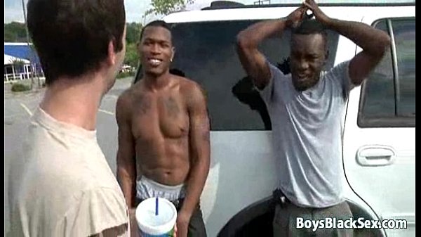 Black boy and white guy in interracial gay scen...