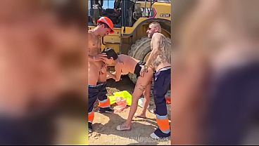 We are at the construction site, the inspection girl comes and asks us for papers and we give her cock.